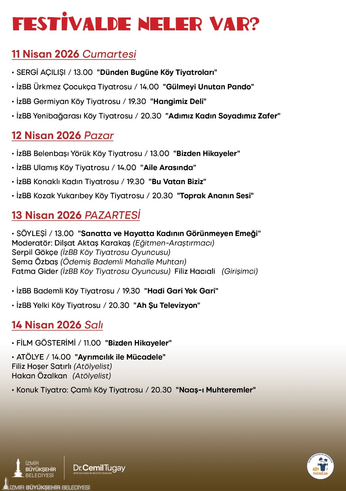 izmir-buyuksehir-belediyesi-4-koy-tiyatrolari-festivali-programi 4. Köy Tiyatroları Festivali Başlıyor